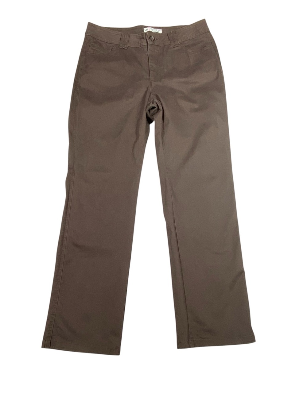 Lee Classic Fit Straight Leg Pants Women's 12S Brown Mid Rise Casual Work Chinos